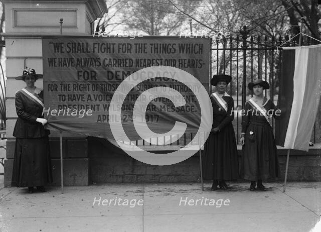 Woman Suffrage - Pickets at White House, 1917. Creator: Harris & Ewing.