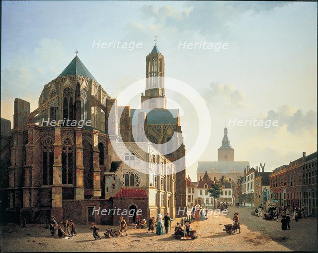 View of the choir and tower of Utrecht Cathedral, c. 1829. Artist: Verheyen, Jan Hendrik (1778-1846)