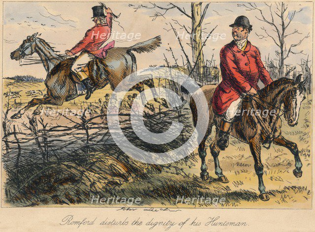 'Romford disturbs the dignity of his Huntman', 1865. Artists: Bradbury, Evans and Co, John Leech, Hablot Knight Browne.