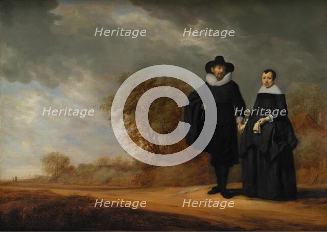 Burgomaster Cornelis Damasz. van der Gracht and his Wife, Jopken Jacobs, in a Landscape, 1635-1639. Creators: Gerard Donck, Simon Kick, Frans de Hulst.