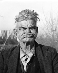 Gipsy pulling a 'gurney face', Lewes, Sussex, 1964. 