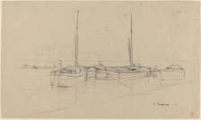 Boats on River with Masts. Creator: Charles Meryon.