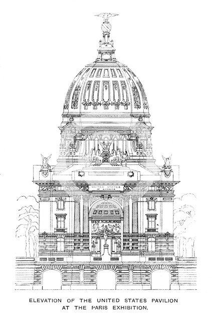 'Elevation of the United States Pavilion at the Paris Exhibition', 1900. Artist: Unknown