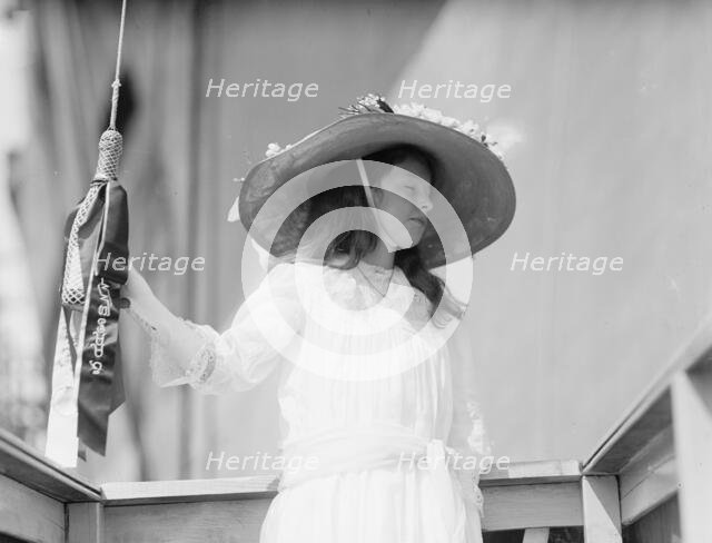 Claudia Lyon of Texas, Sponsor At Launching of U.S.S. Texas, May 18, 1912. Creator: Harris & Ewing.