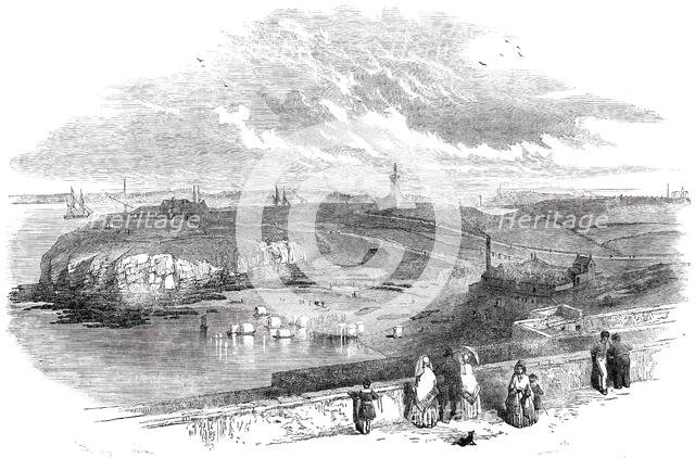 Tynemouth, Northumberland - the Harbour, from the Priory, 1850. Creator: Unknown.