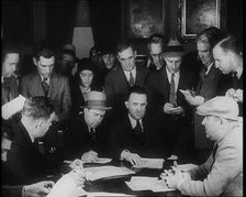A Group of Male American Civilians in a Press Room, 1930s. Creator: British Pathe Ltd.