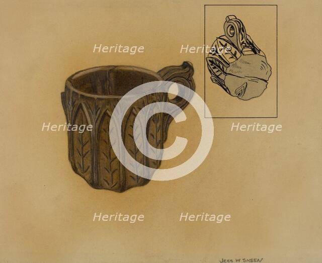 Wooden Shaving Mug, c. 1936. Creator: Jesse W. Skeen.