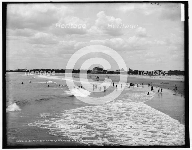 South from breakwater, Kennebunk beach, Maine, c1900. Creator: Unknown.