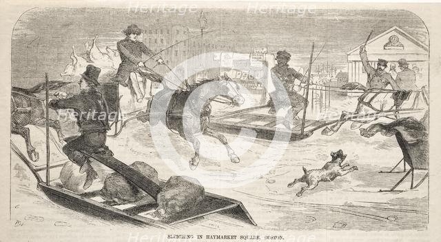Sleighing in Haymarket Square, Boston, 1859. Creator: Winslow Homer (American, 1836-1910).