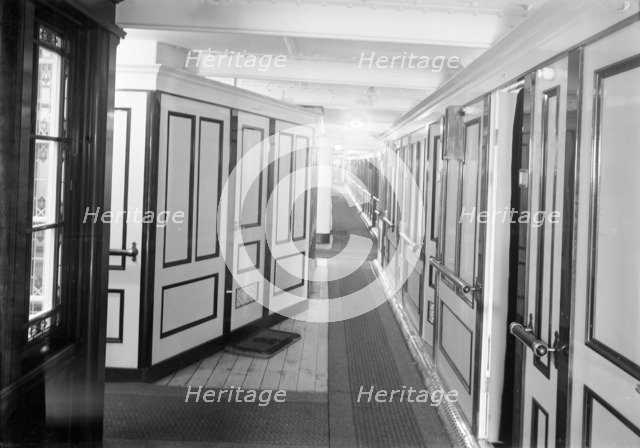 Corridor and cabins on 'SS Insulinde', 1914. Creator: Kirk & Sons of Cowes.