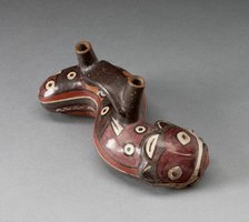 Vessel in the Form of a Serpent Wearing a Feline Mask Covered with Abstract Motifs, 180 B.C./A.D. 50 Creator: Unknown.