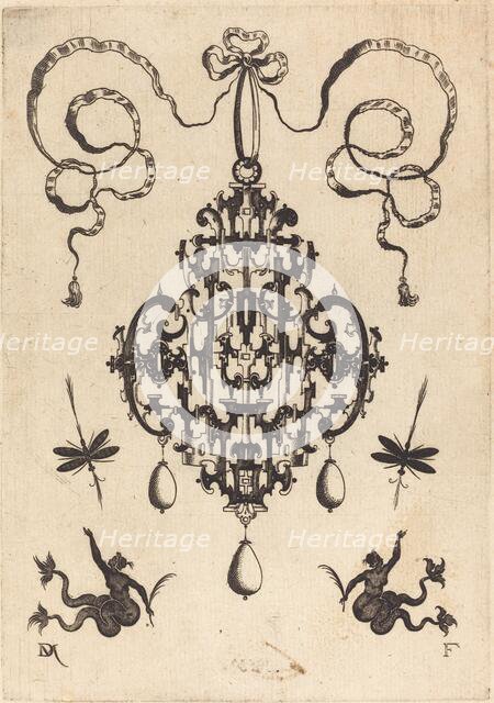 Large Pendant, Lower Left and Right Two Creatures of the Sea, 1596. Creator: Daniel Mignot.