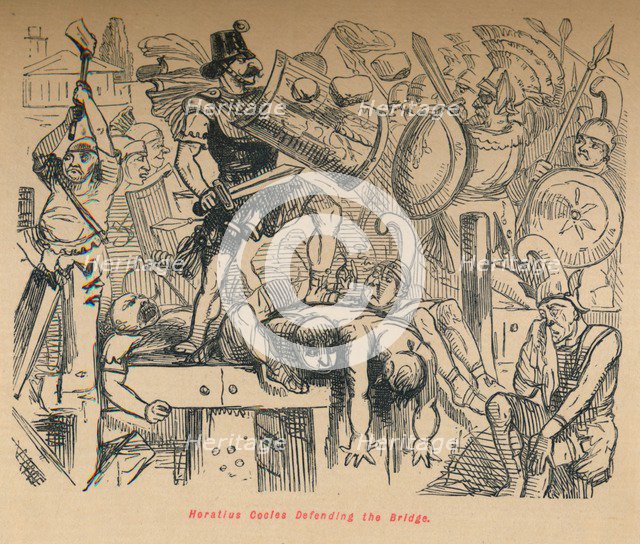 'Horatius Cocles Defending the Bridge', 1852. Artist: John Leech.