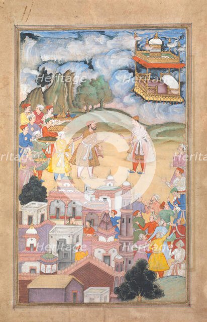King Sal Visits Kala Yavana, Folio from a Harivamsa (Legend of Hari (Krishna)), ca. 1590-95. Creator: Unknown.