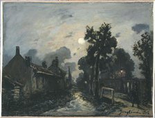 A street in Delft at night, 1868. Creator: Johan Barthold Jongkind.