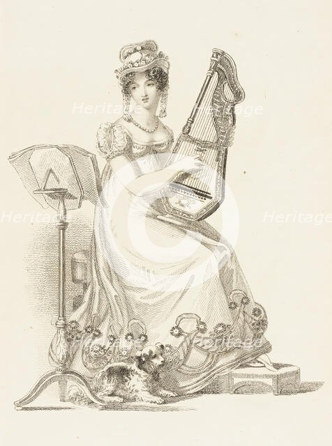 Fashion Plate (Evening Dress), 1819. Creator: Rudolph Ackermann.