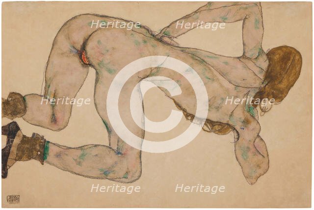 Female Nude Bending Forward, 1914. Creator: Schiele, Egon (1890-1918).