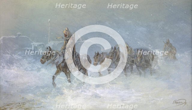 Coach and Escort Service in the Steppes, 19th century. Creator: Nikolay Nikolaevich Karazin.