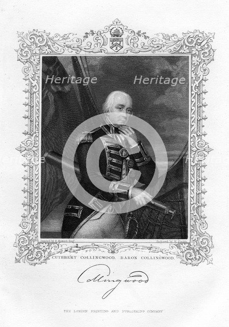 Cuthbert Collingwood, 1st Baron Collingwood, British admiral of the Royal Navy, 19th century.Artist: William Finden