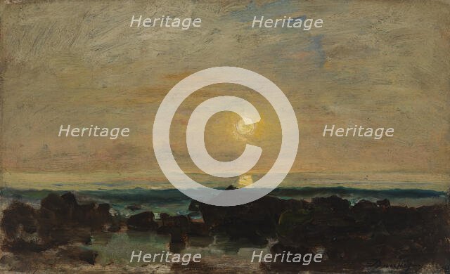 Moonlight by the Sea, 1840-1878. Creator: Charles Francois Daubigny.