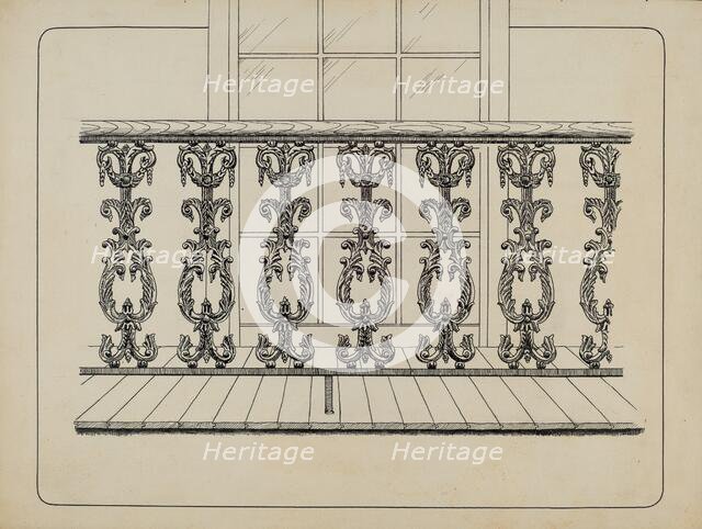 Cast Iron Balcony Rail, c. 1936. Creator: Ray Price.
