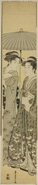 Two Girls under an Umbrella, c. 1788/89. Creator: Hosoda Eishi.