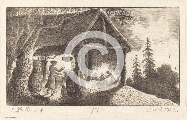 The Shed with Children Fighting, 1862. Creator: Emmanuel Phélippes-Beaulieu.