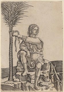 Man Seated by a Palm Tree, c. 1510/1515. Creator: Benedetto Montagna.