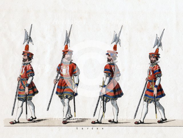 Guard, costume design for Shakespeare's play, Henry VIII, 19th century. Artist: Unknown