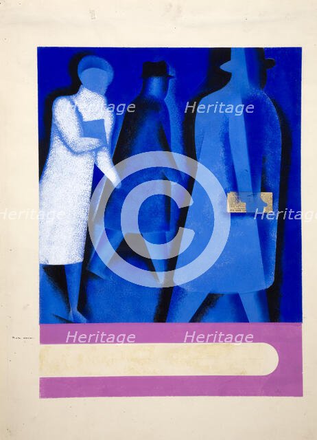 Road safety - Female and male figures walking at night, World War II poster, between 1939-1946. Creators: Central Office of Information, Tom Gentleman.