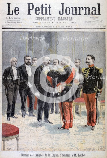 Being awarded with the medal of the Legion of Honour by Emile Loubet, Paris, 1899. Creator: F Meaulle.