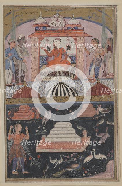 Page from Tales of a Parrot (Tuti-nama): First night: The merchant hears…, c. 1560. Creator: Unknown.