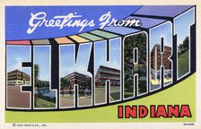 'Greetings from Elkhart, Indiana', postcard, 1940. Artist: Unknown