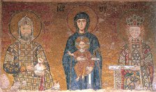 The Virgin with Child between emperor John II Comnenus and his wife, Irene, c1118.  Creator: Byzantine Master.