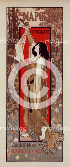 Affiche espagnole pour la "Maison A. et E. Napoléon", photographes, à Barcelone, c1900. Creator: Alexandre de Riquer.