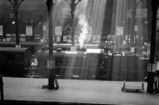 Steam locomotives wait at Liverpool Street Station, London. Artist: Unknown