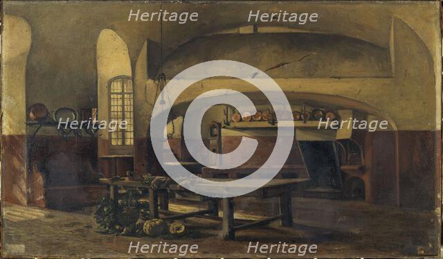 The kitchens of the Château de Maisons-sur-Seine, c1881 — 1891. Creator: Rene Maurice Fath.