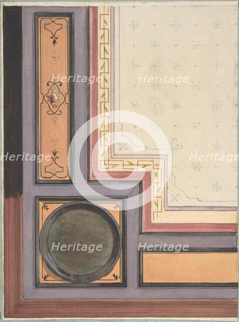 Pompeiian Design for Paneling, second half 19th century. Creators: Jules-Edmond-Charles Lachaise, Eugène-Pierre Gourdet.