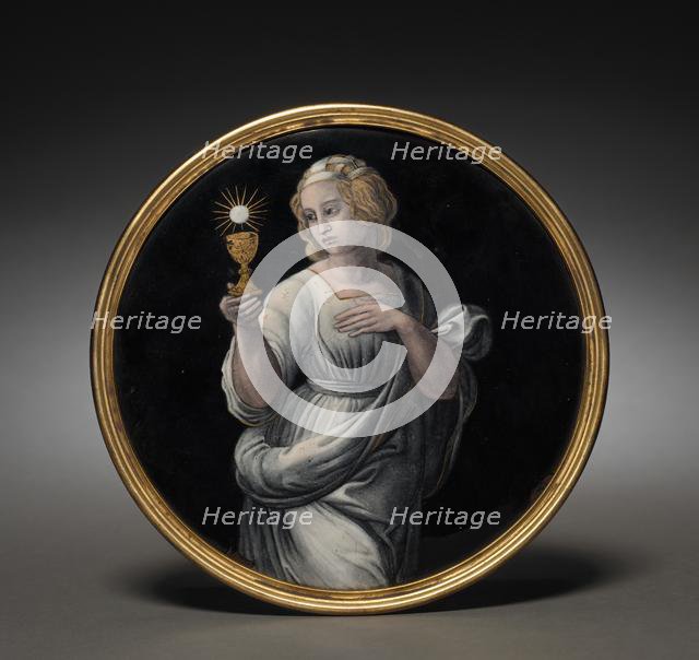 Circular Enamel Plaque with Figure of Ecclesia (?), 16th century. Creator: Unknown.