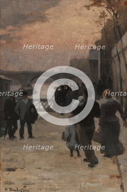 Esquisse pour l'Hôtel de Ville de Paris : Le soir à Paris., 1889. Creator: Paul Albert Baudouin.