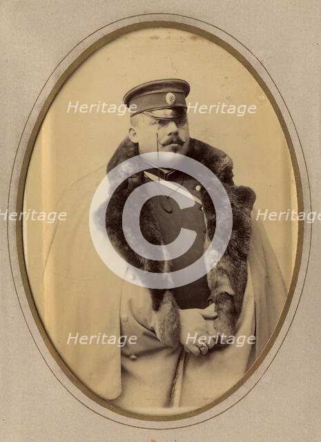 Firefighter A.F. Domishkevich in uniform, late 19th cent - early 20th cent. Creator: PA Milevskii.