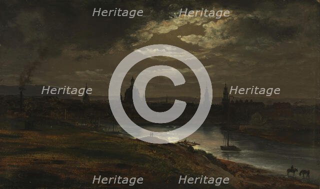 Dresden by Moonlight, 1845. Creator: Johan Christian Dahl.