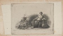 Banknote vignette with female figure representing marine commerce, ca. 1824-37. Creator: Attributed to Asher Brown Durand.