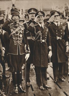 The Duke of York and Prince Henry welcoming the Prince of Wales at Portsmouth', 1925. Artist: Unknown.