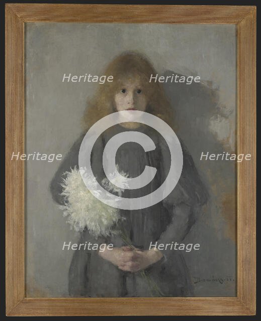 Girl with Chrysanthemums, 1894. Creator: Olga Boznanska.