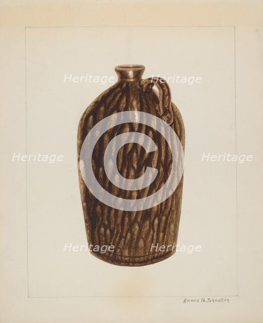 Stoneware Jug, c. 1938. Creator: Annie B Johnston.