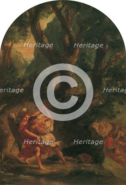 Jacob Wrestling with the Angel, 1850-1855. Creator: Delacroix, Eugène (1798-1863).