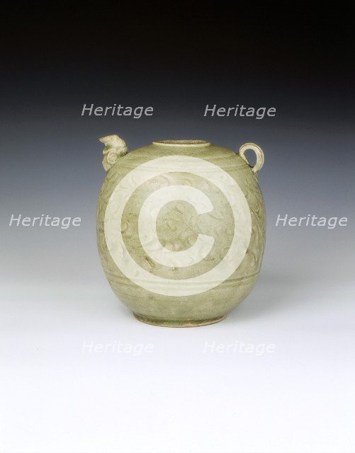 Celadon ewer with carved decoration of Yaozhou type, Vietnam, 12th-13th century. Artist: Unknown