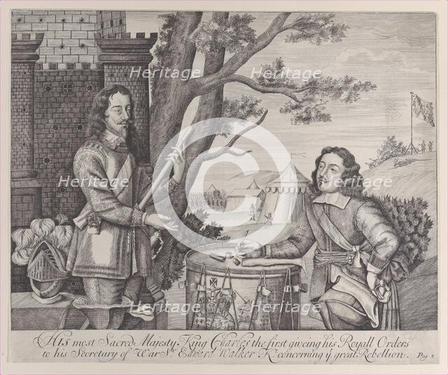 His most Sacred Majesty King Charles the first giving his Royal Orders to his Secretary of..., 1705. Creator: Anon.