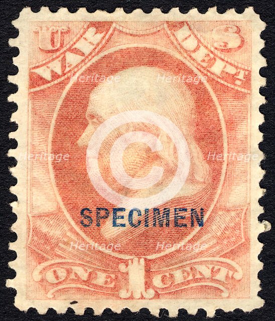 1c Franklin War Department special printing single, 1875. Creator: Unknown.
